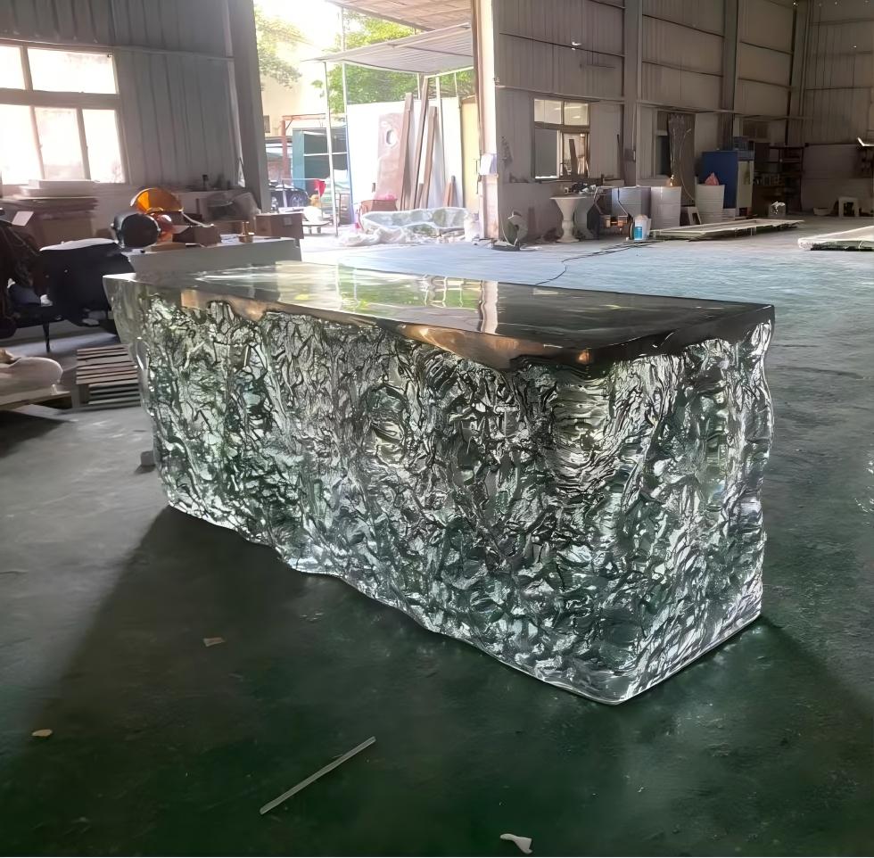 Glacier Glow Sculpted Crystal Island Bar