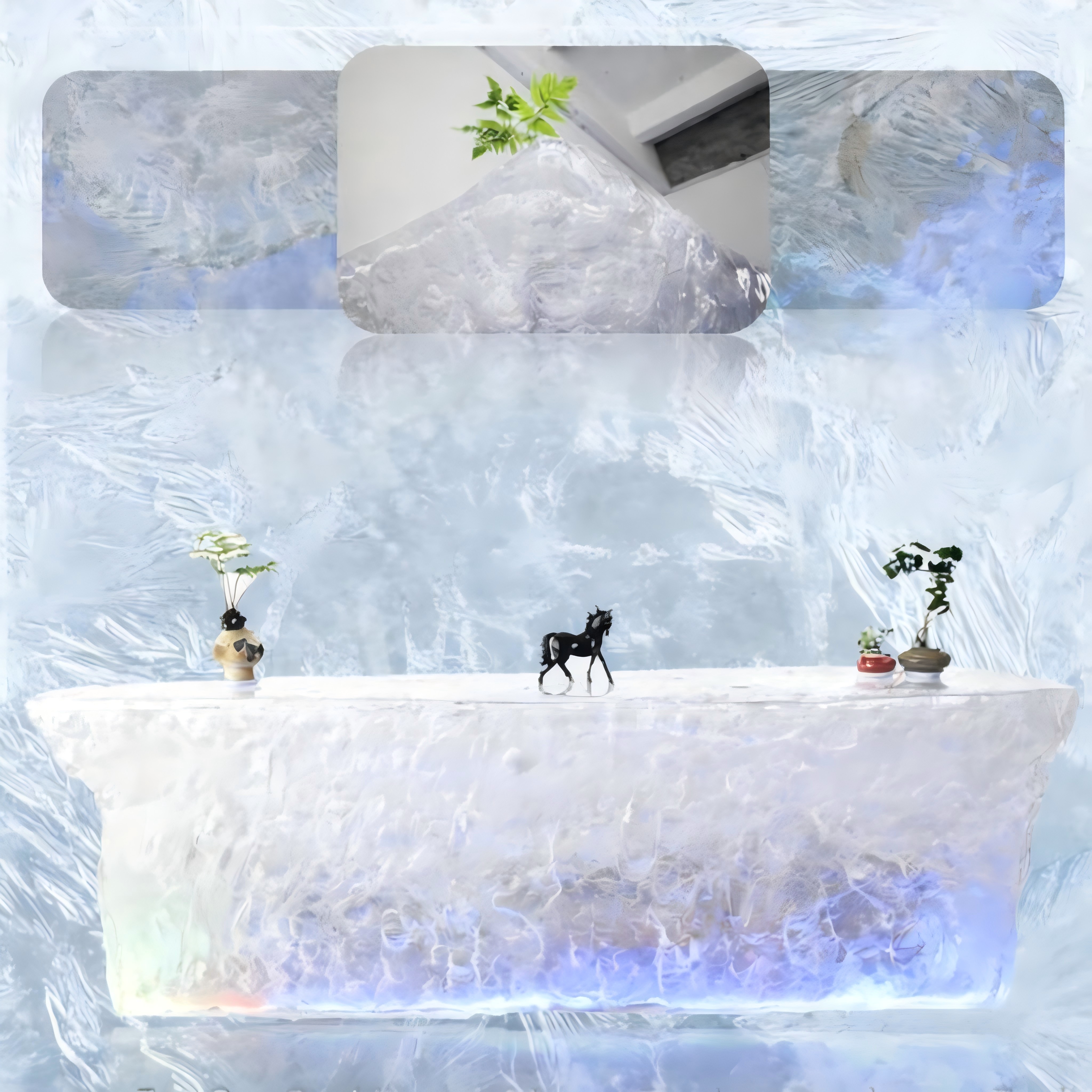 Backlit Sculptural Acrylic Crystal Island Table