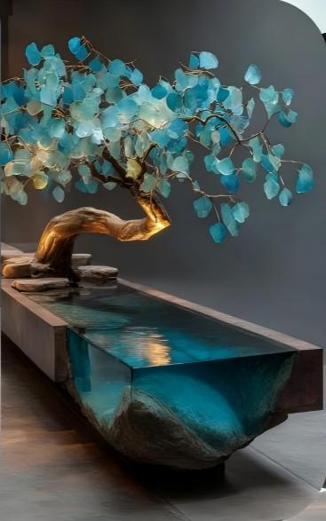 Blue Spirit Crystal Tree Table