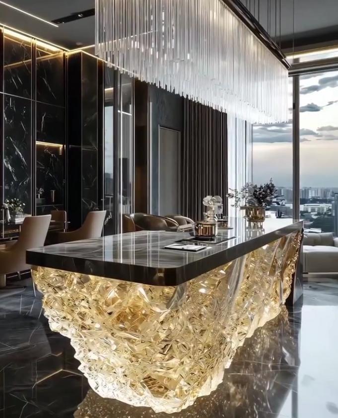 Sunset Glow Crystal Bar Counter
