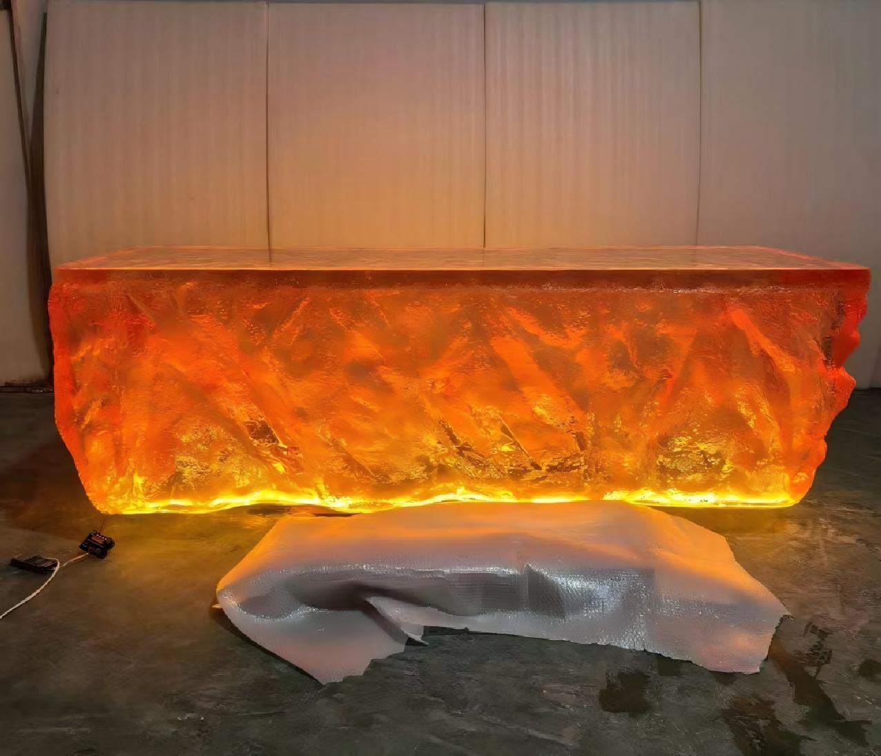 Lava Crystal Illuminated Bar Counter | Custom LED Resin Island Table