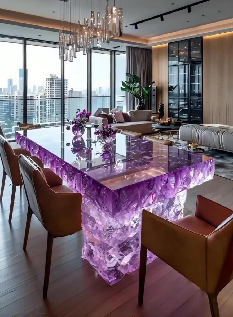 Metro Amethyst Crystal Dining Table