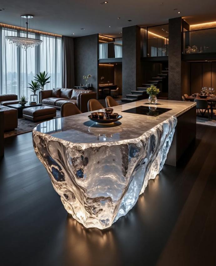 Volcanic Texture Crystal Kitchen Island