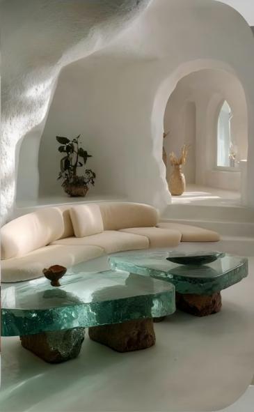 Green Crystal Rock Island Table