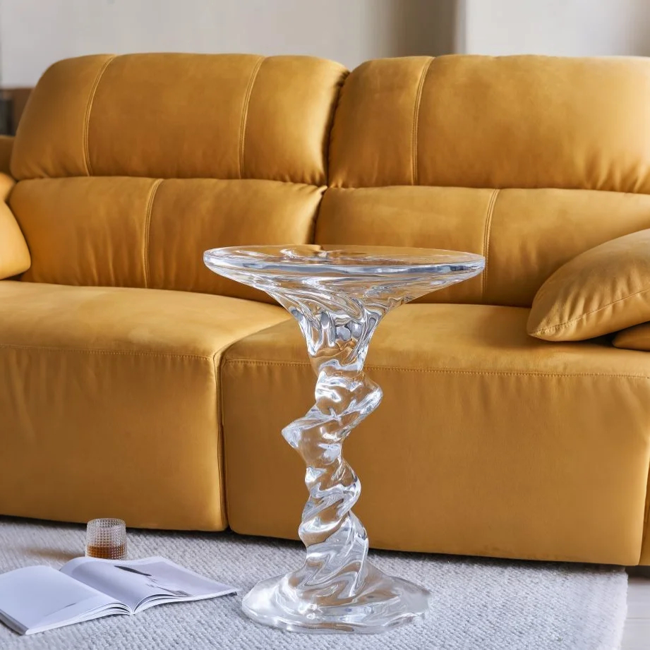 Cyclone Bliss Acrylic Side Table - Dynamic Spiral Design with Elegant Effect