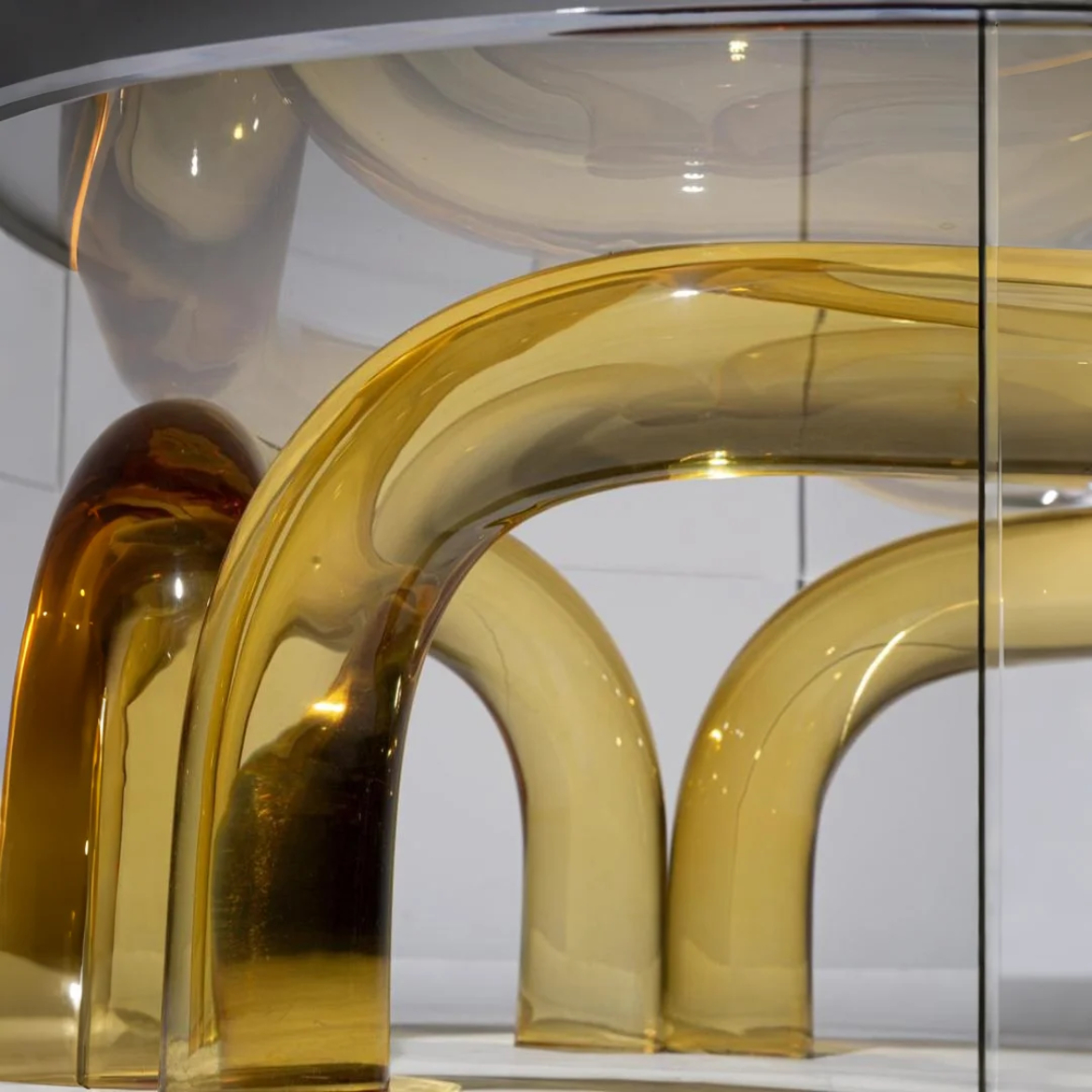Amber Curved Acrylic Coffee Table