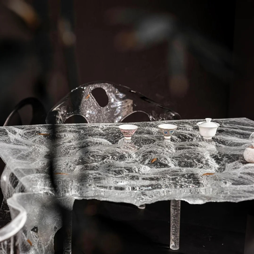 Frostbound Ridge Acrylic Coffee Table