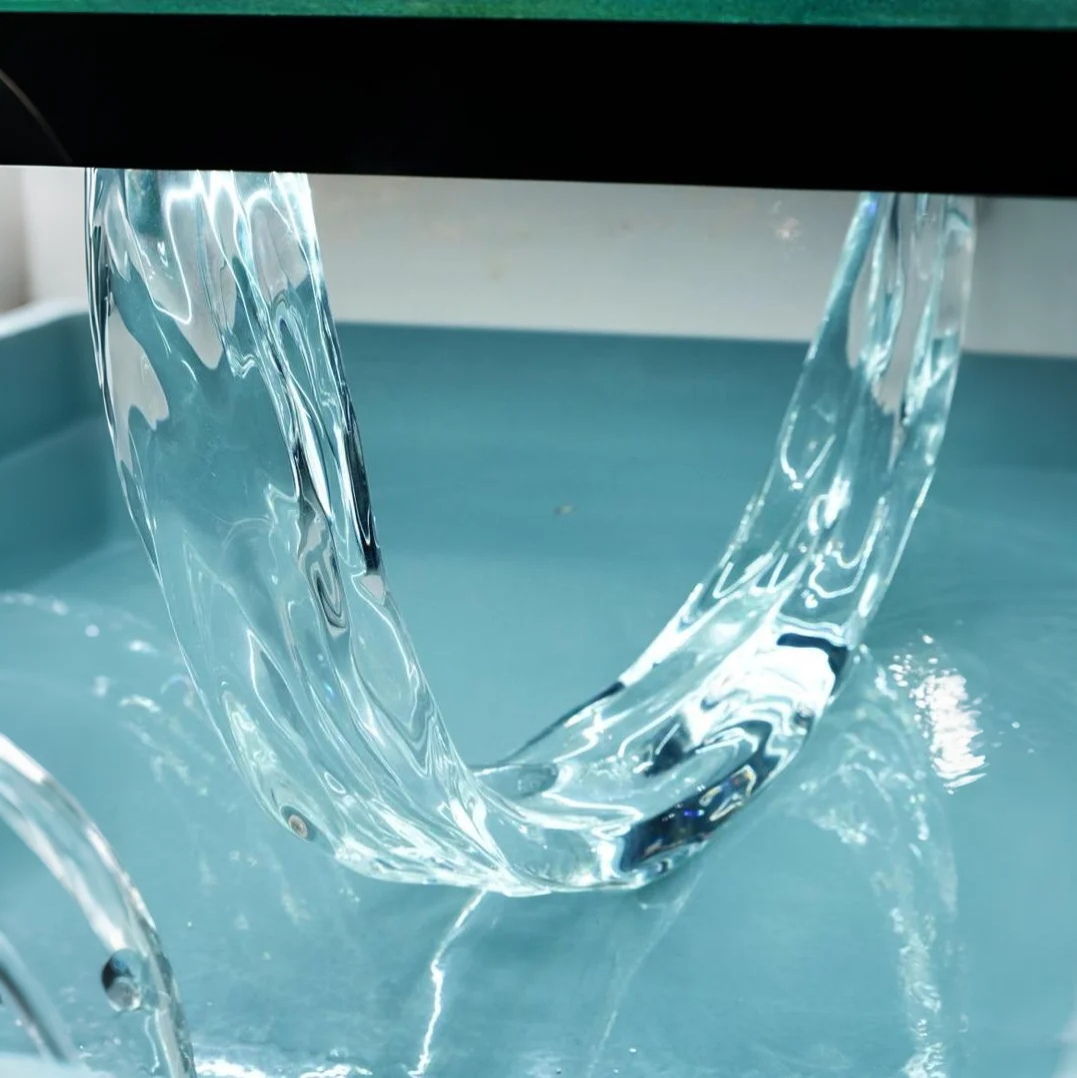 Verdant Crestwaves Acrylic Coffee Table