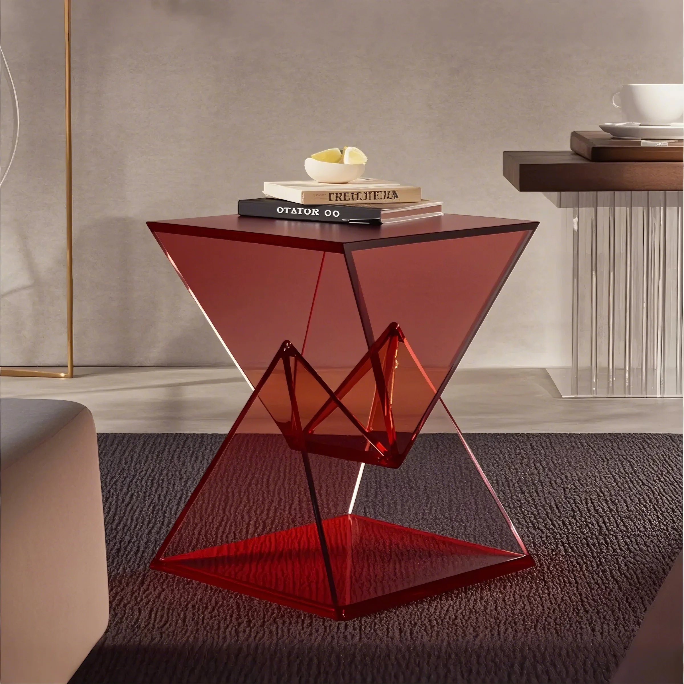 LYXEDGE Acrylic Geometric Side Table Collection