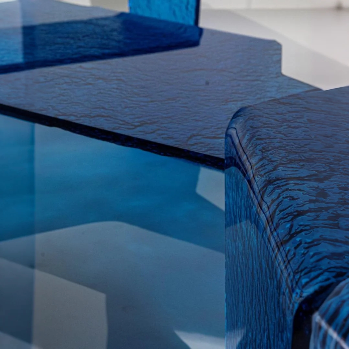 Blue Ripple Acrylic Coffee Table