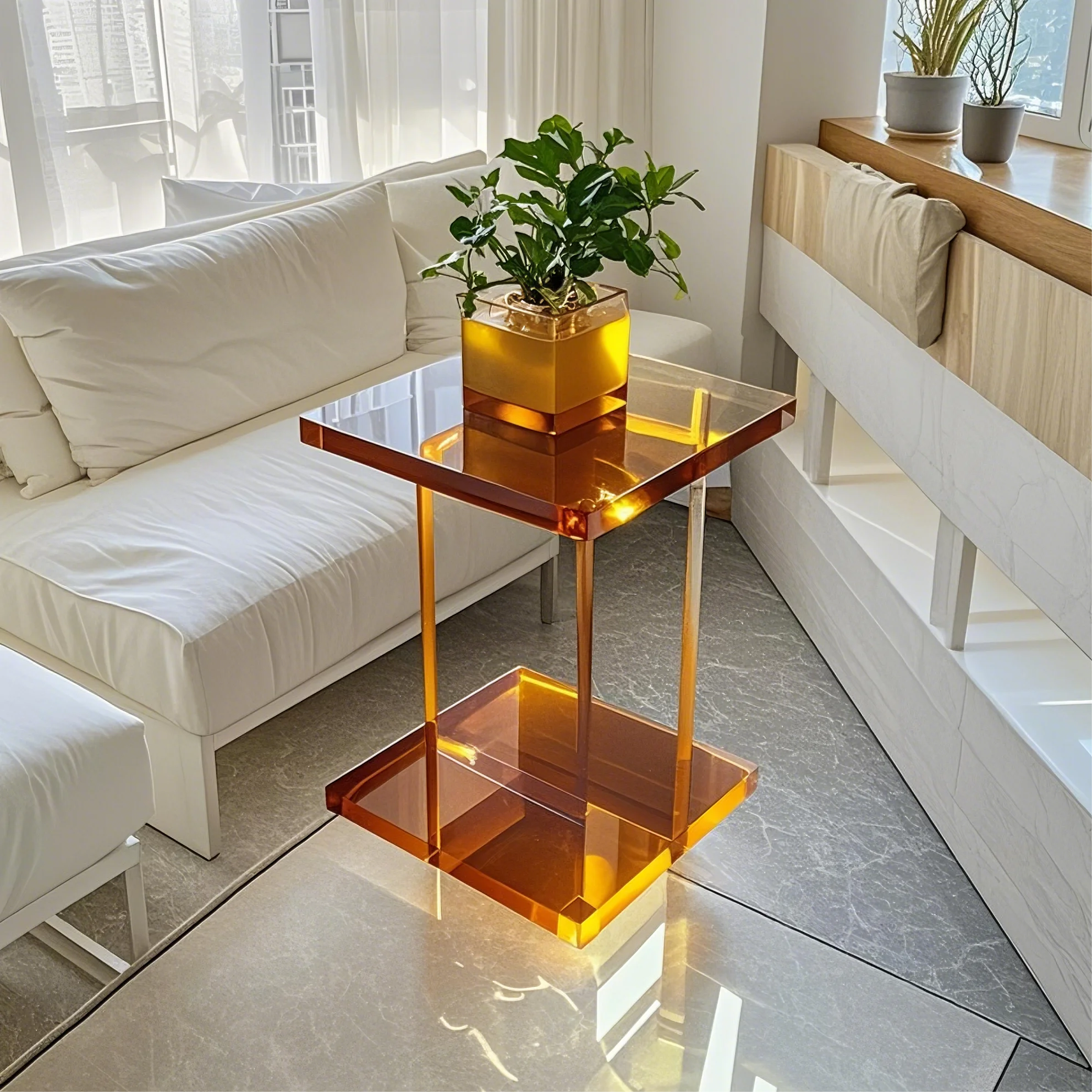 LUXCUBE Acrylic Minimal Side Table Collection