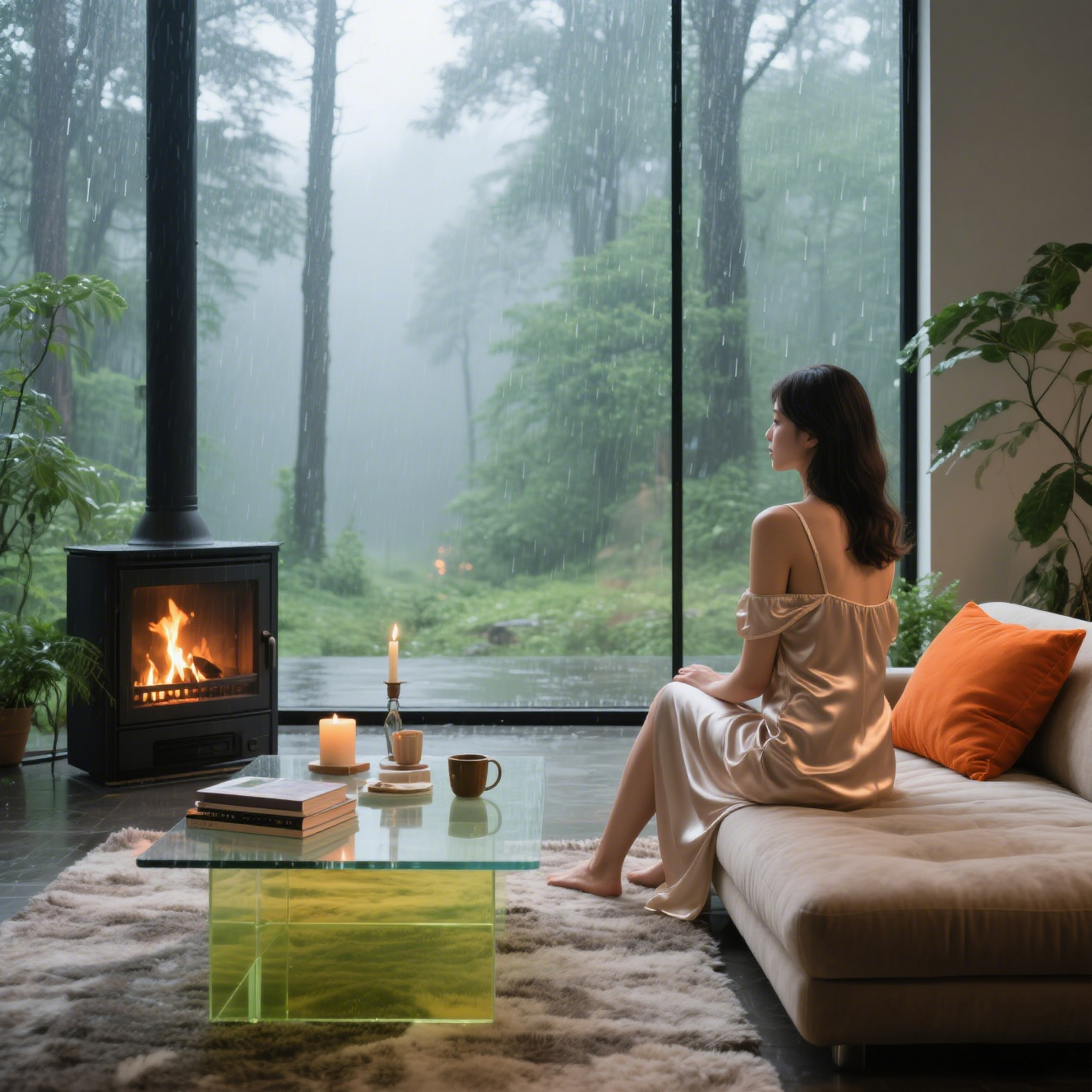 Rainy Serenity Acrylic Coffee Table