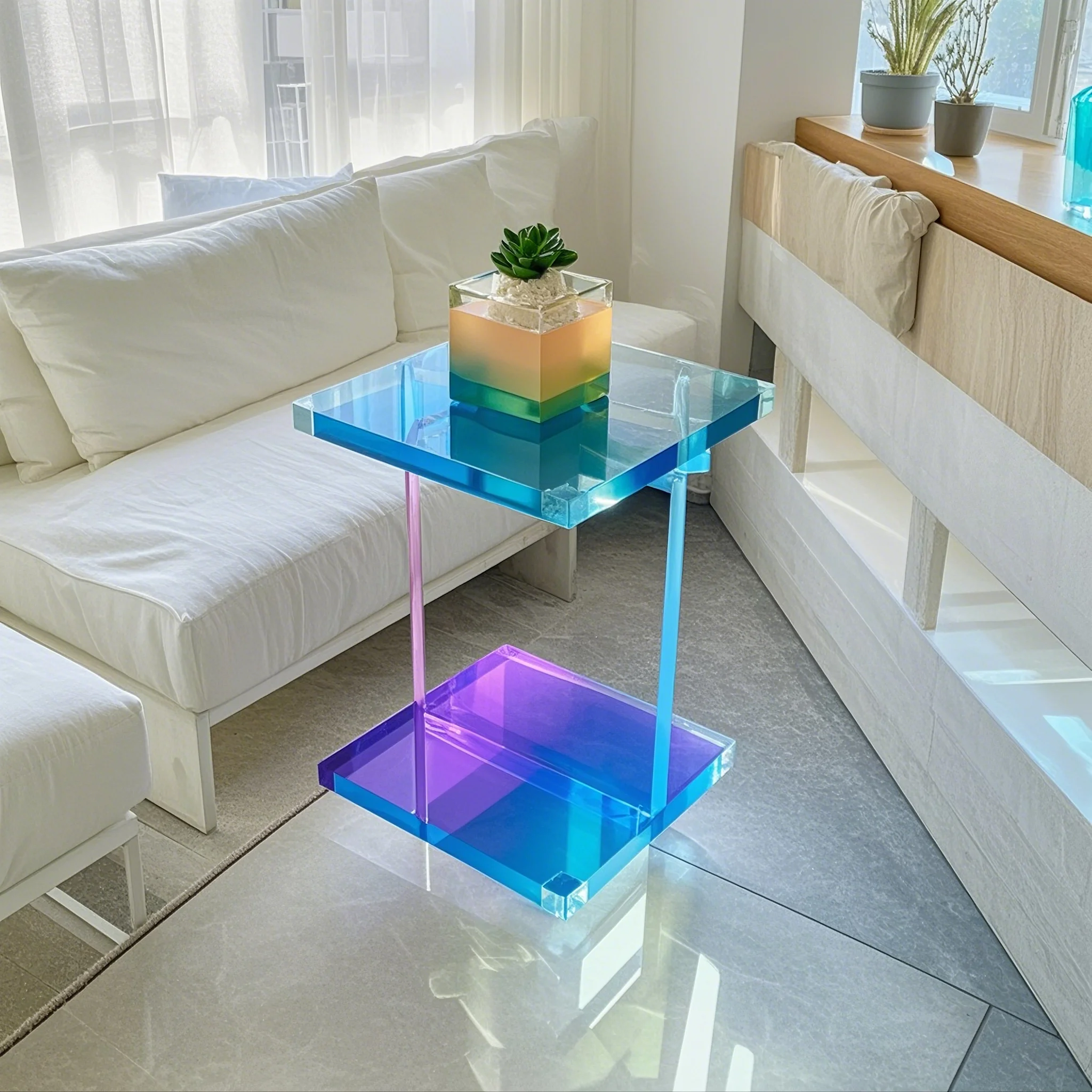 LUXCUBE Acrylic Minimal Side Table Collection