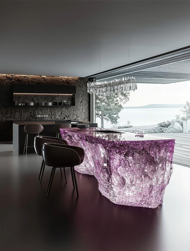 Mystic Amethyst Crystal Island Table