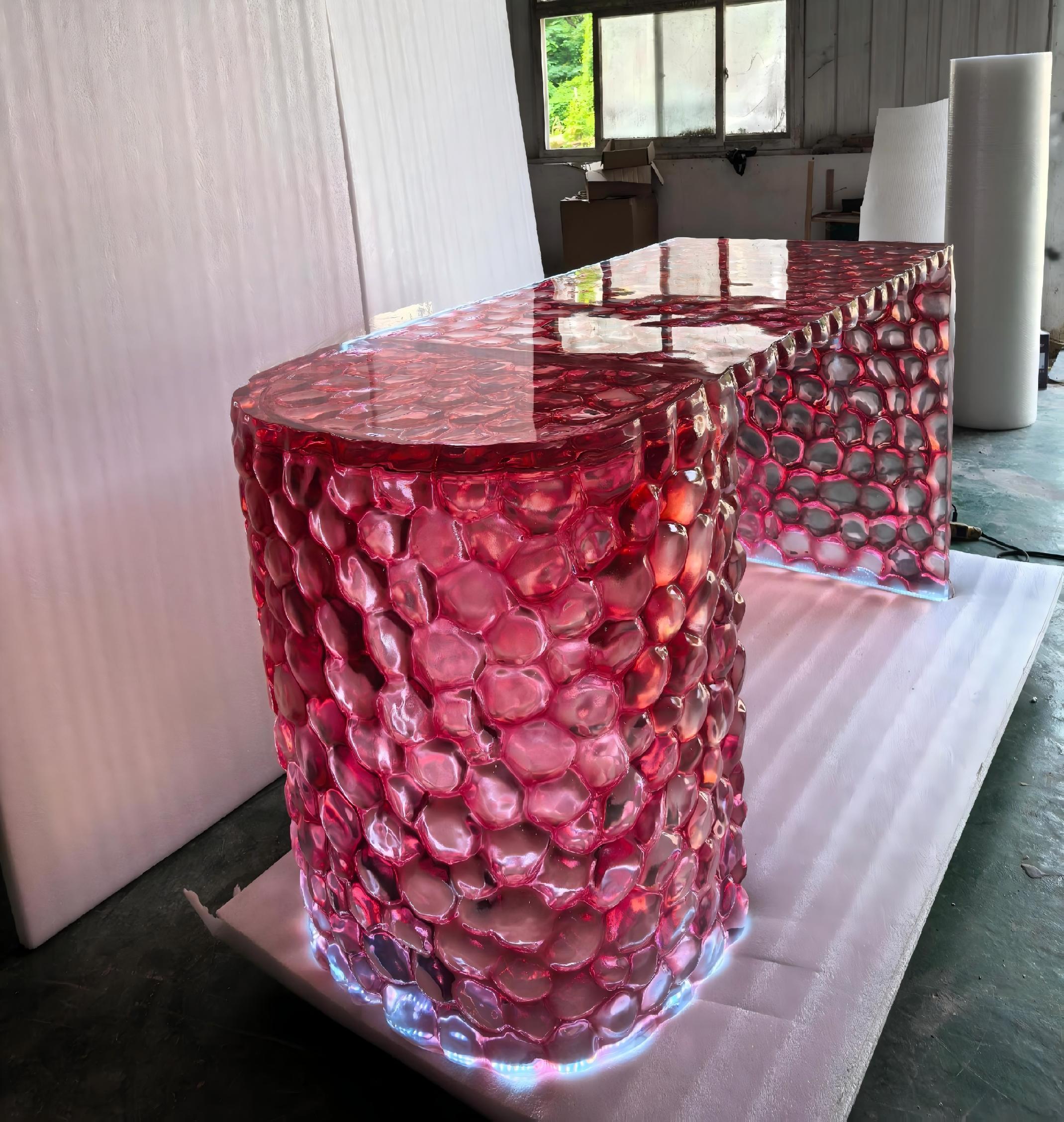 Ruby Honeycomb LED Reception Desk