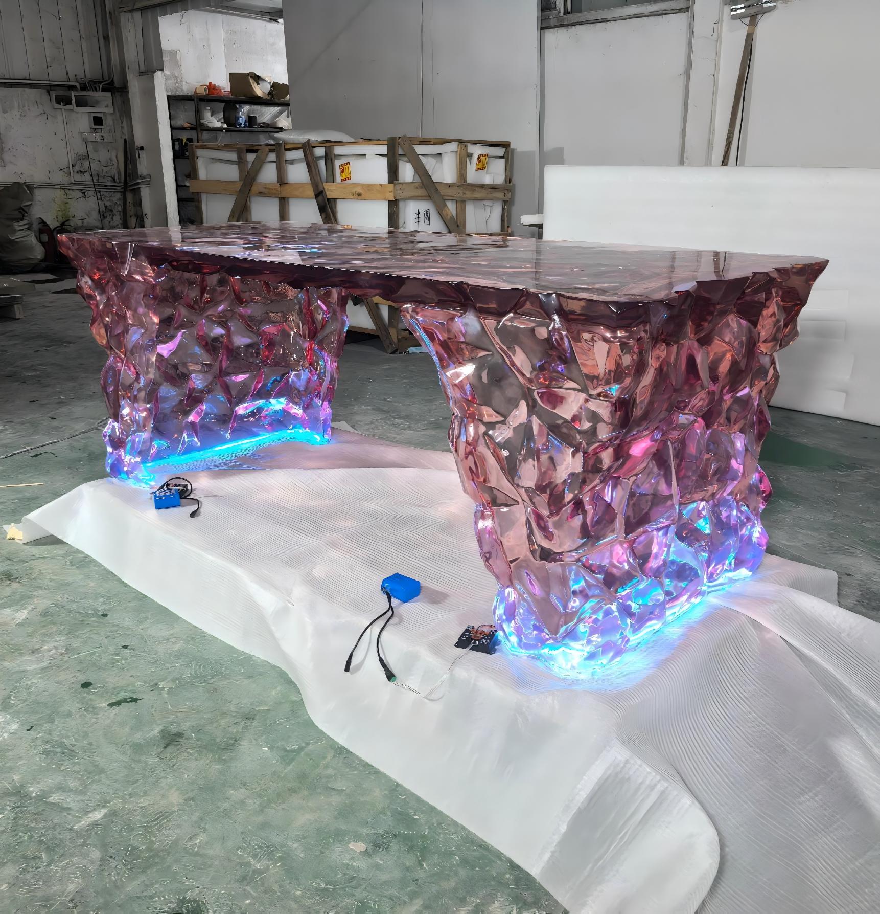 Rose Gold Gem Cut LED Bar Counter