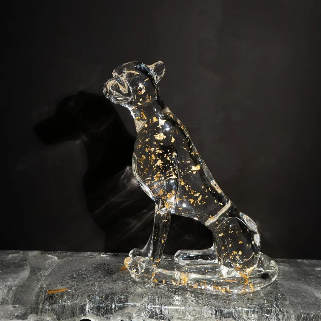 Golden Huntress Acrylic Sculpture (Leopard)