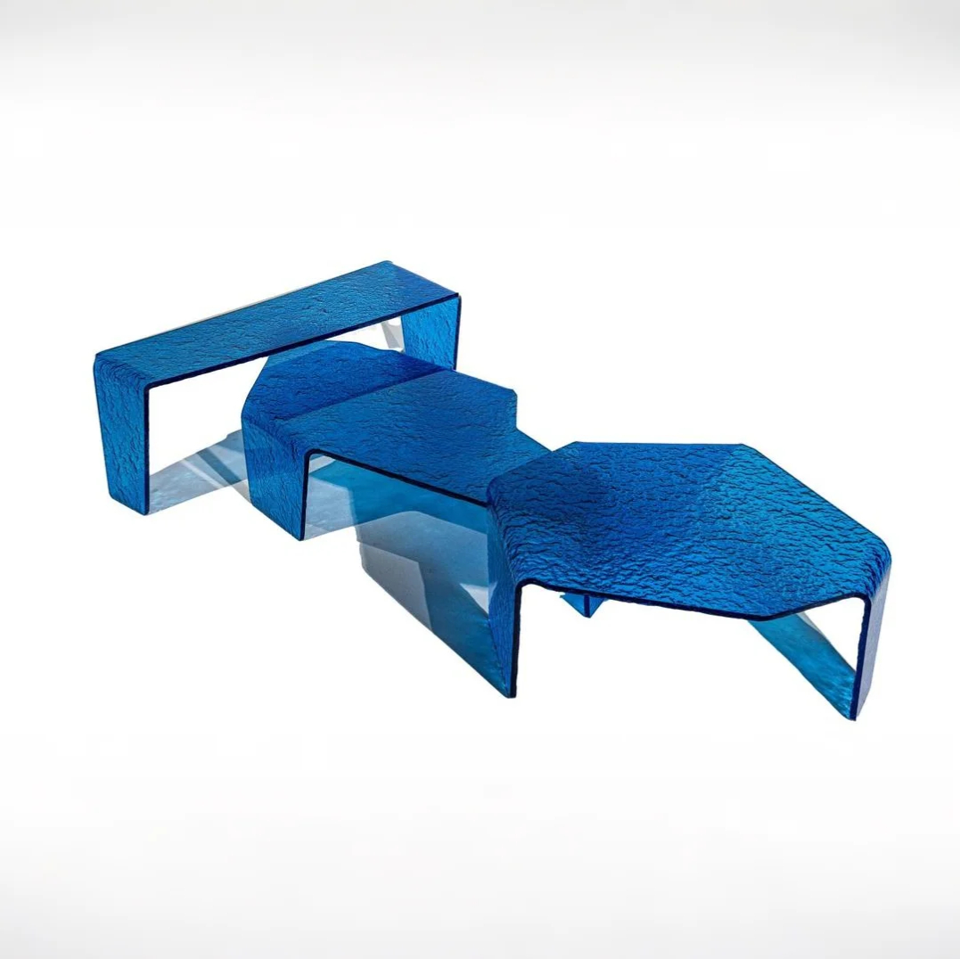 Blue Ripple Acrylic Coffee Table