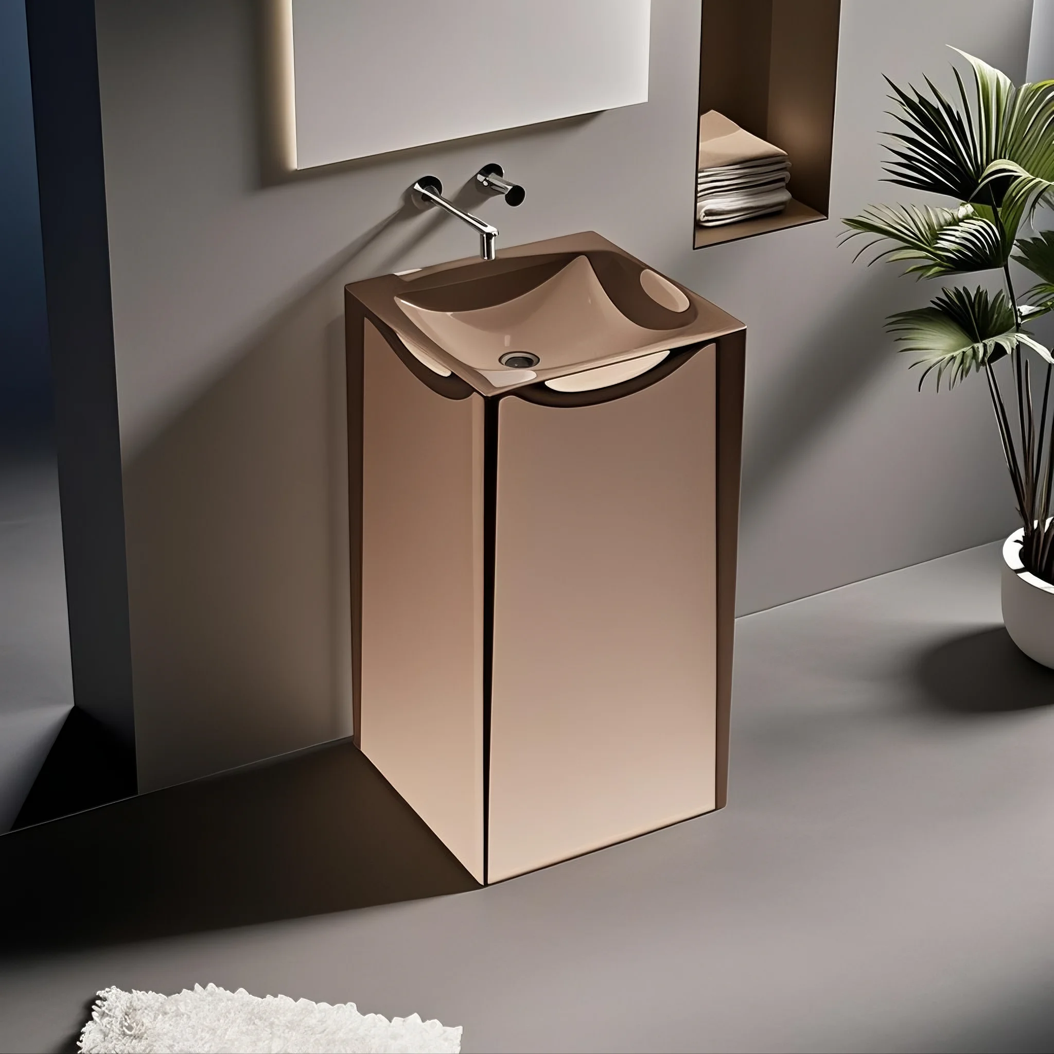 Square Gradient Glossy Acrylic Sink – Compact Luxury in Every Detail