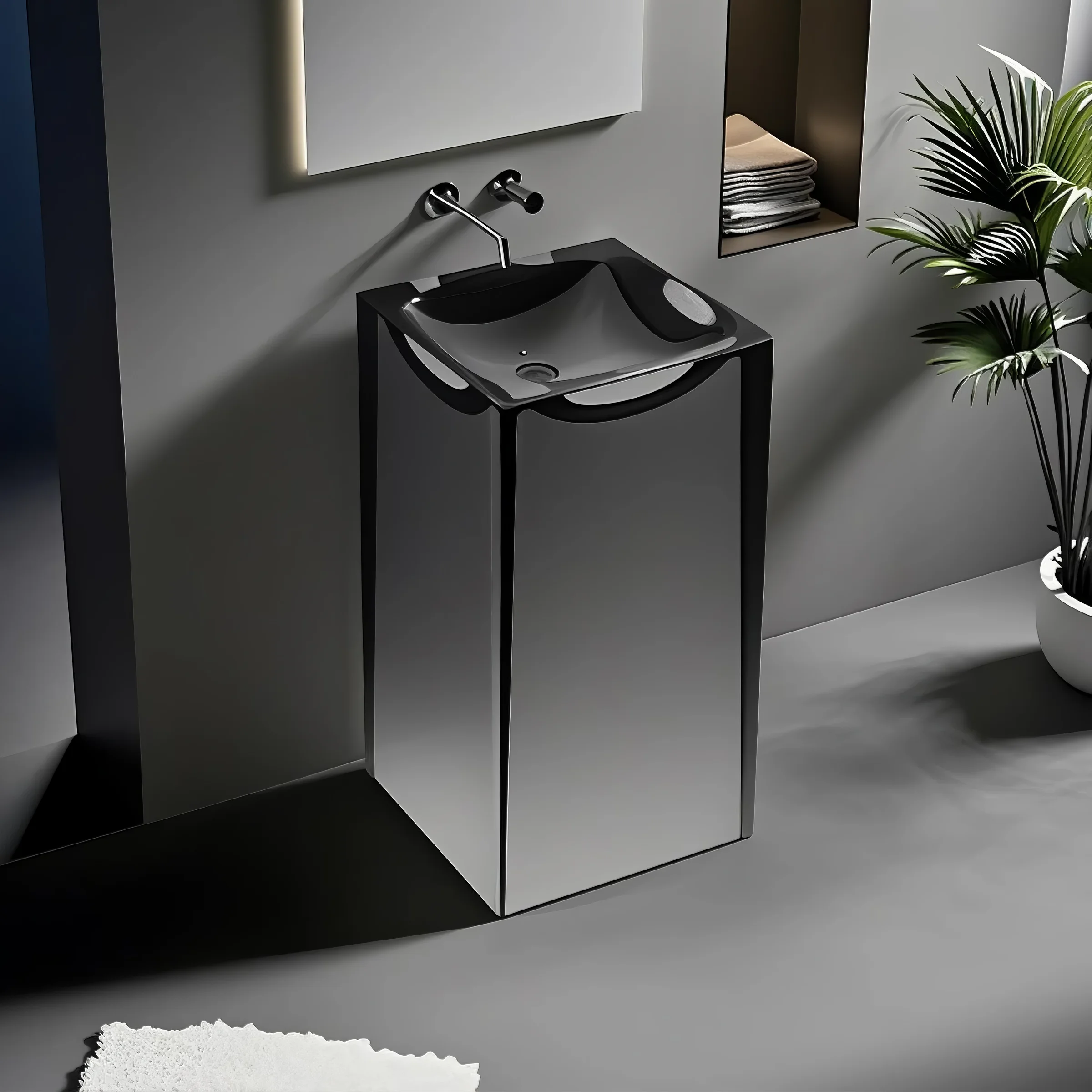 Square Gradient Glossy Acrylic Sink – Compact Luxury in Every Detail