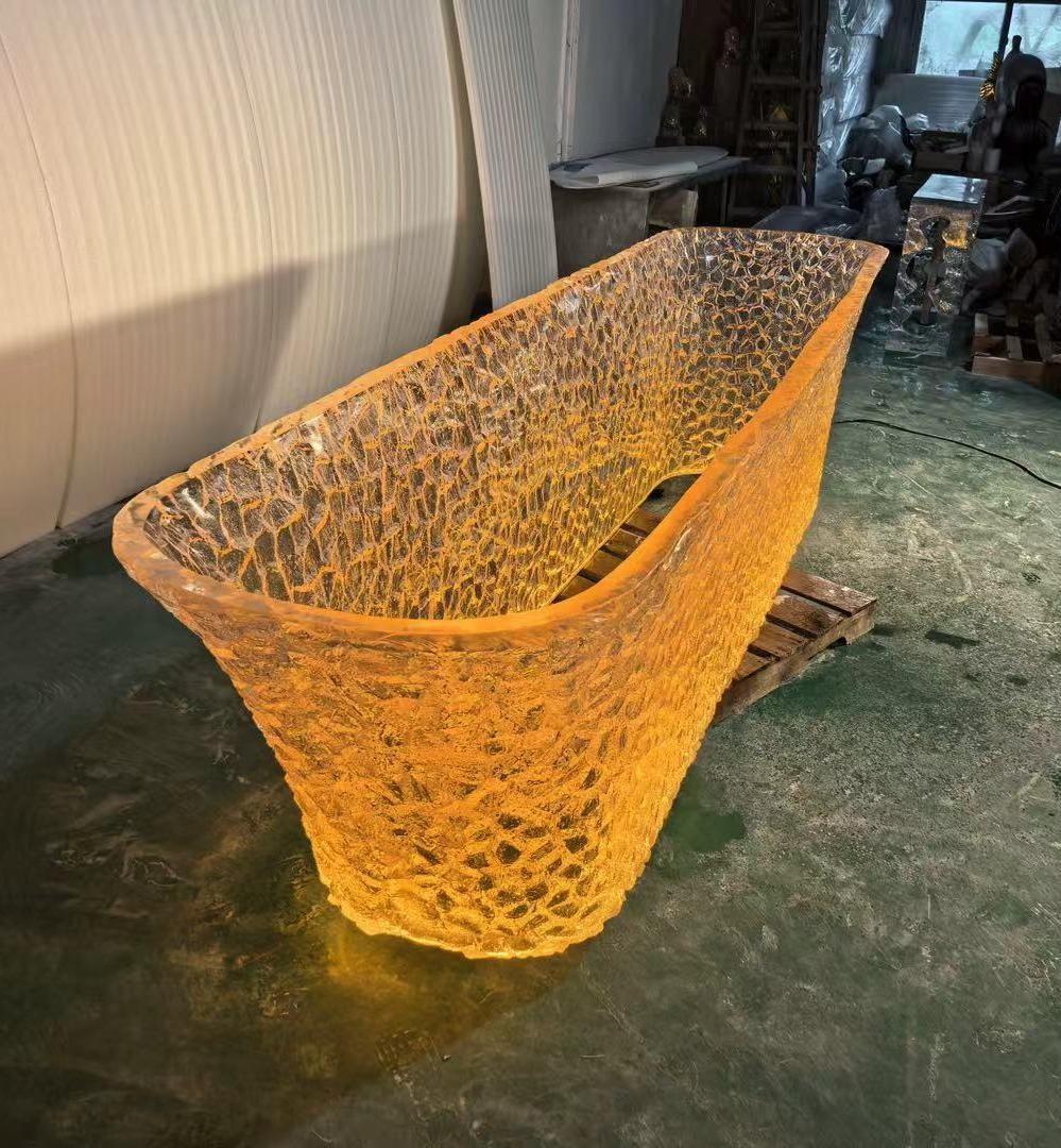 Illuminated Crystal Resin Bathtub Display