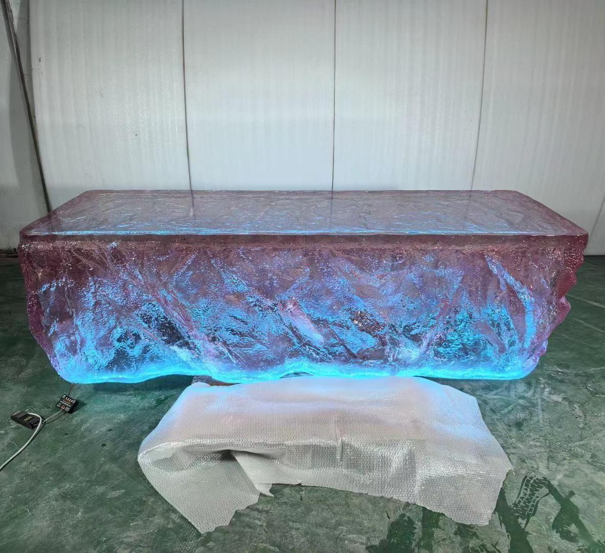 Lava Crystal Illuminated Bar Counter | Custom LED Resin Island Table