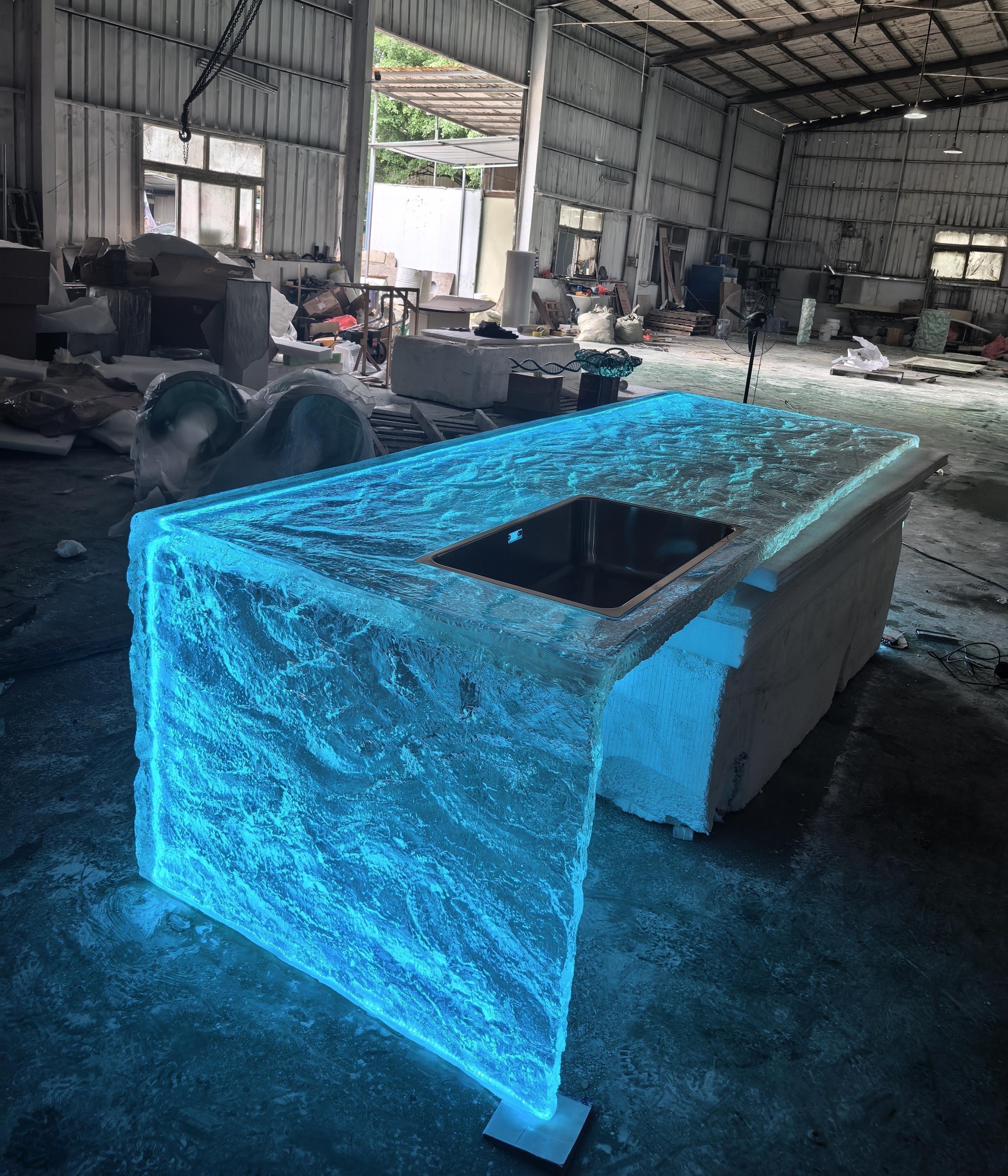 LED Crystal Resin Bar Counter with Sink