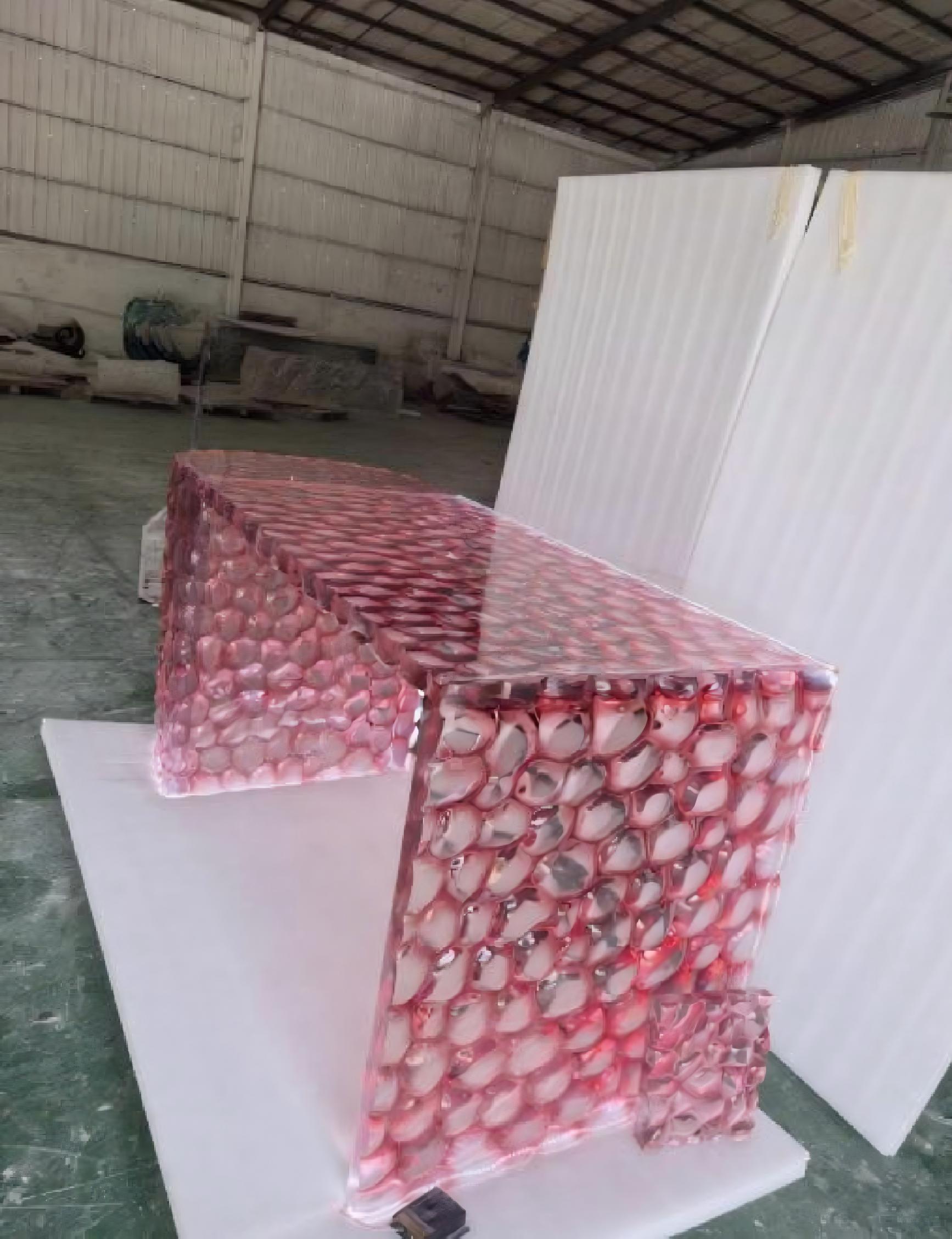 Ruby Honeycomb LED Reception Desk