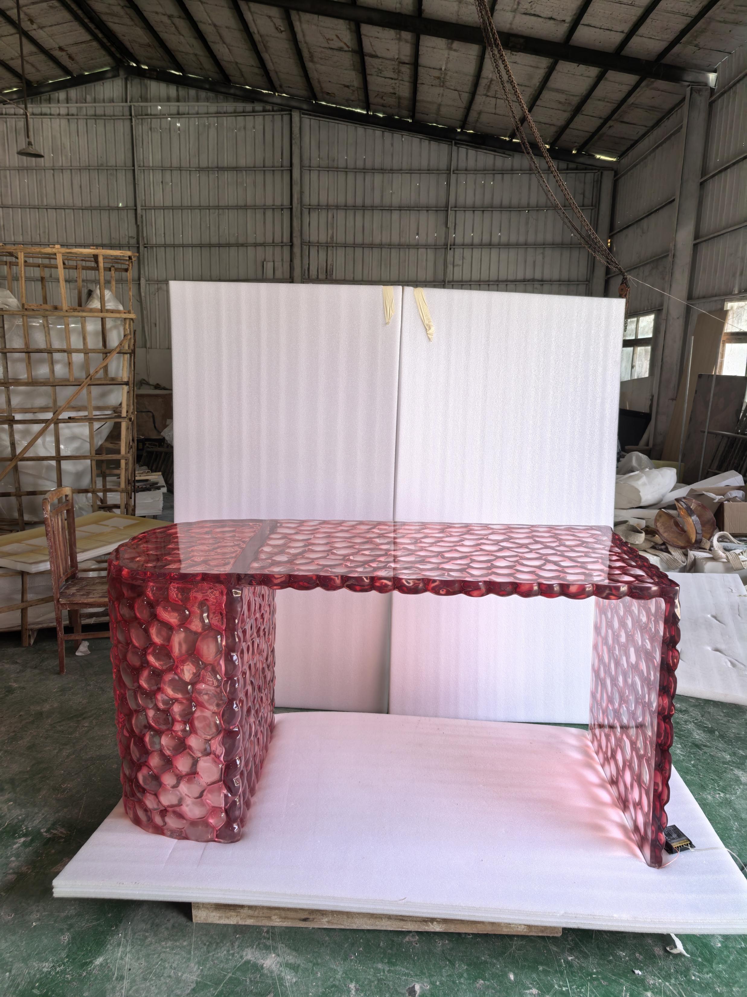 Ruby Honeycomb LED Reception Desk