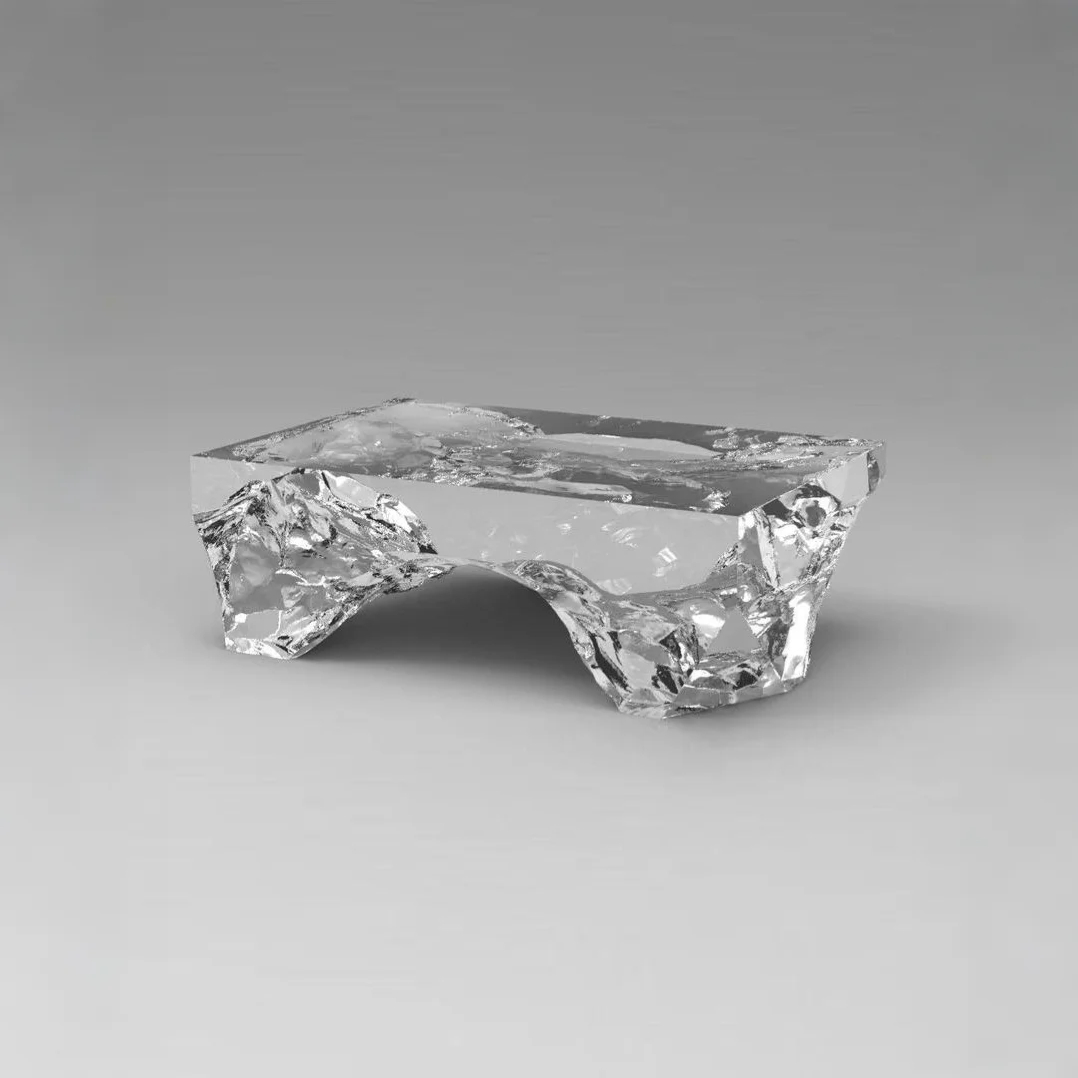 Ice Crystal Shatter Acrylic Coffee Table