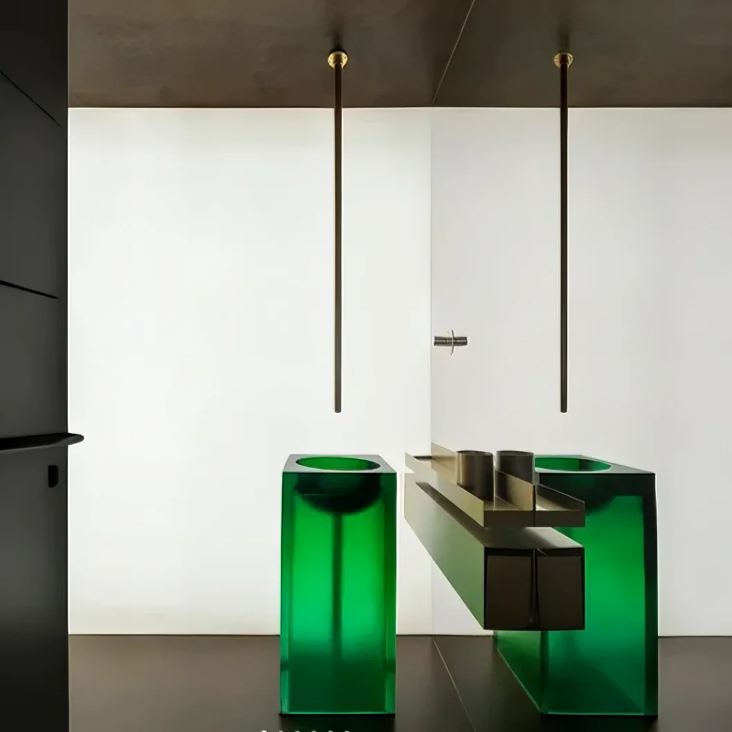 EMERALUX Sculpted Green Acrylic Sink Series