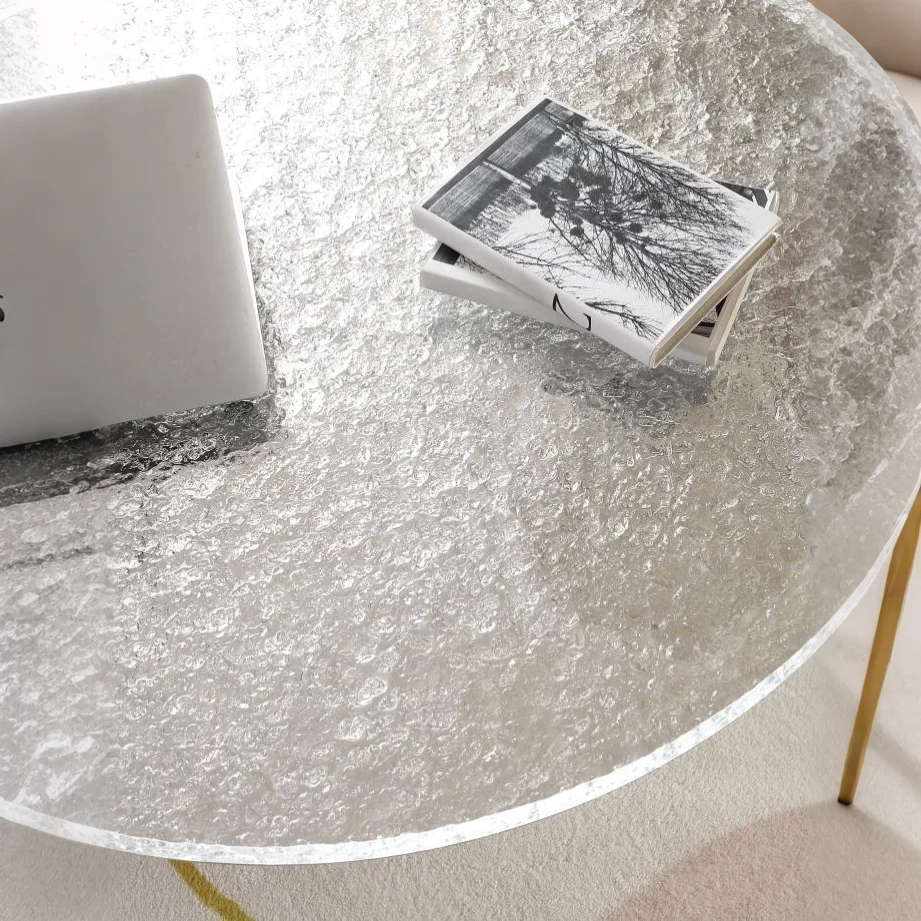 Silver Gleam Textured Round Coffee Table