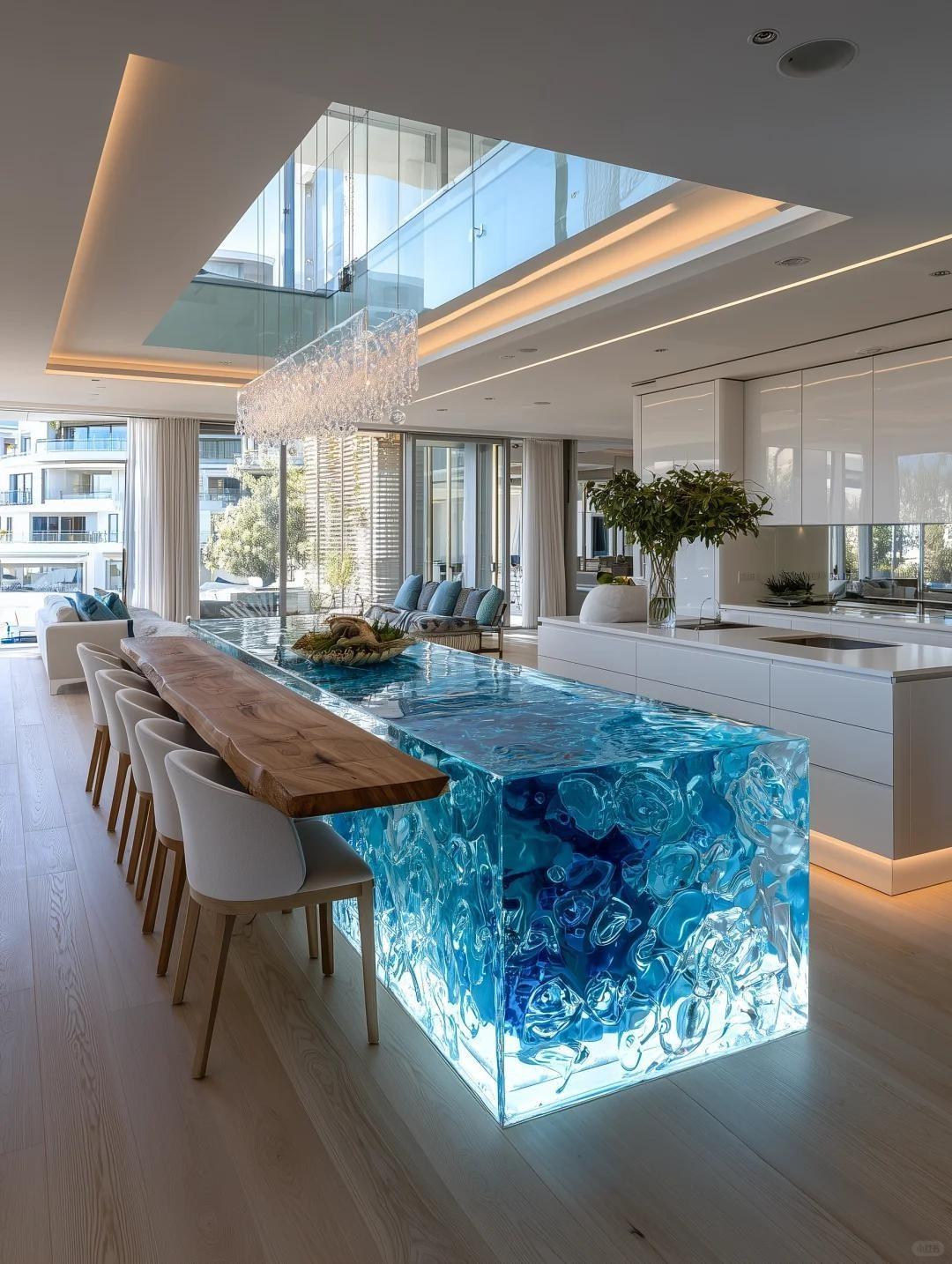 Ocean Mirage Crystal Island Table
