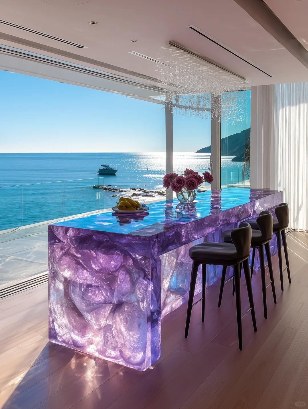 Amethyst Crystal Island Bar Table