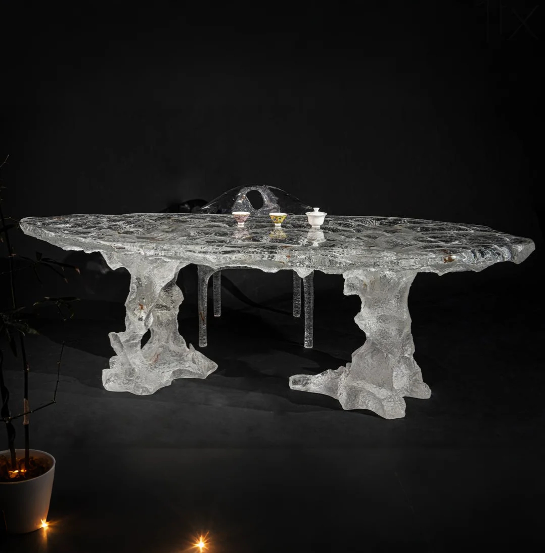 Frostbound Ridge Acrylic Coffee Table