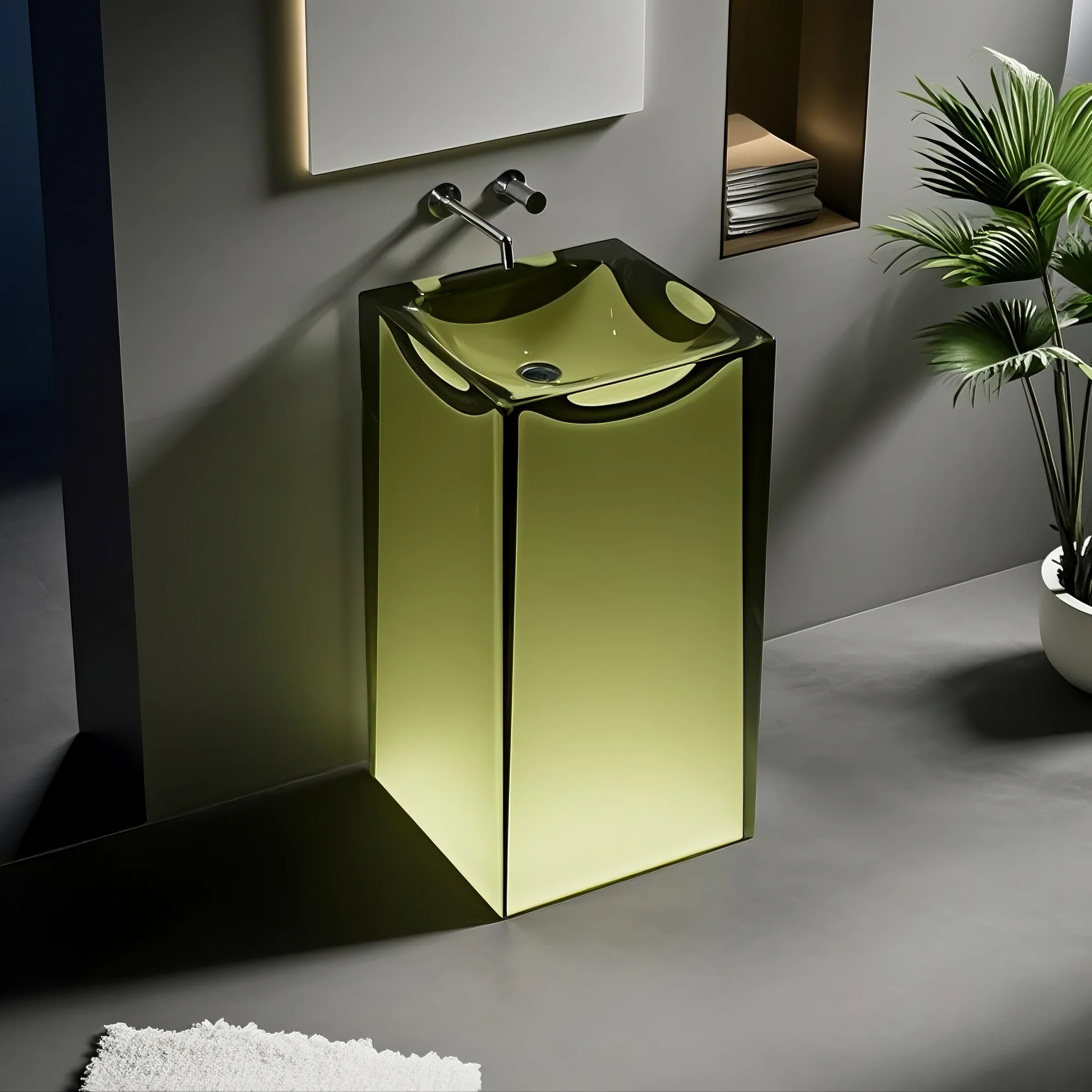 Square Gradient Glossy Acrylic Sink – Compact Luxury in Every Detail
