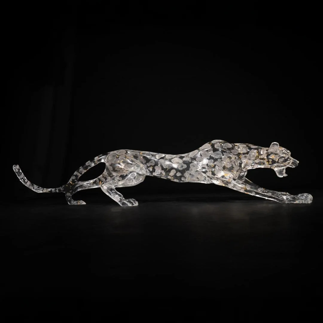 Golden Mirage Acrylic Sculpture (Leopard)