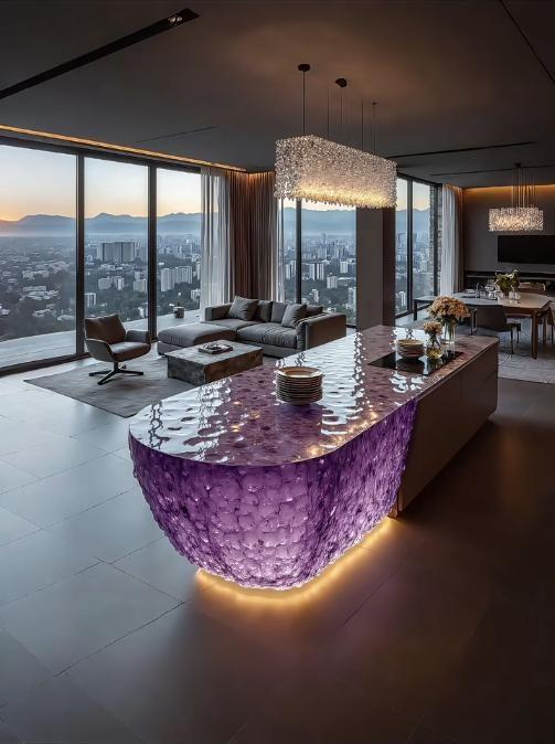 Radiant Violet Crystal Resin Island