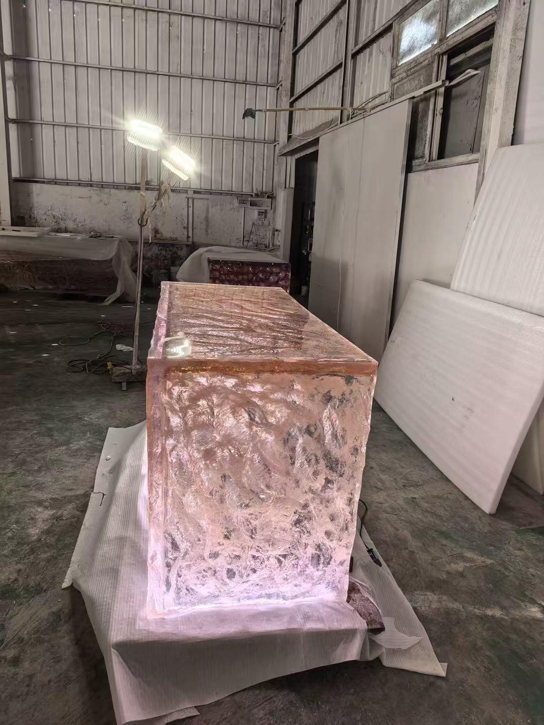 Champagne Ice Texture LED Reception Desk