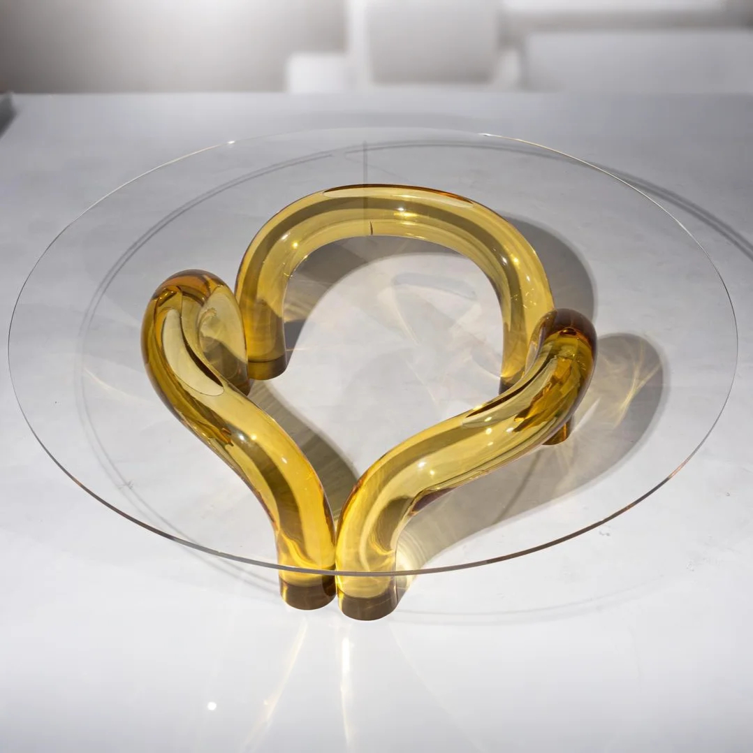 Amber Curved Acrylic Coffee Table