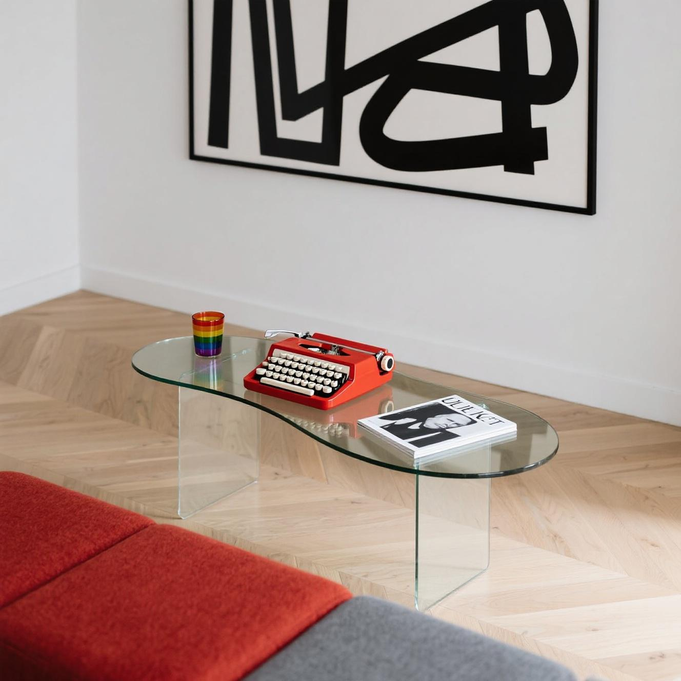 ModCurve Acrylic Art Coffee Table | Modern Curved Minimalist Centerpiece | Designer Wavy Table