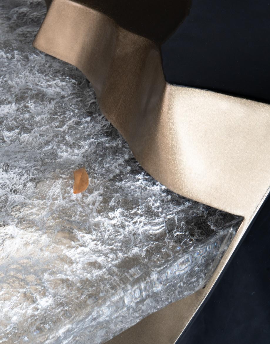 Ember Veins in Ice · Acrylic Long Art Table