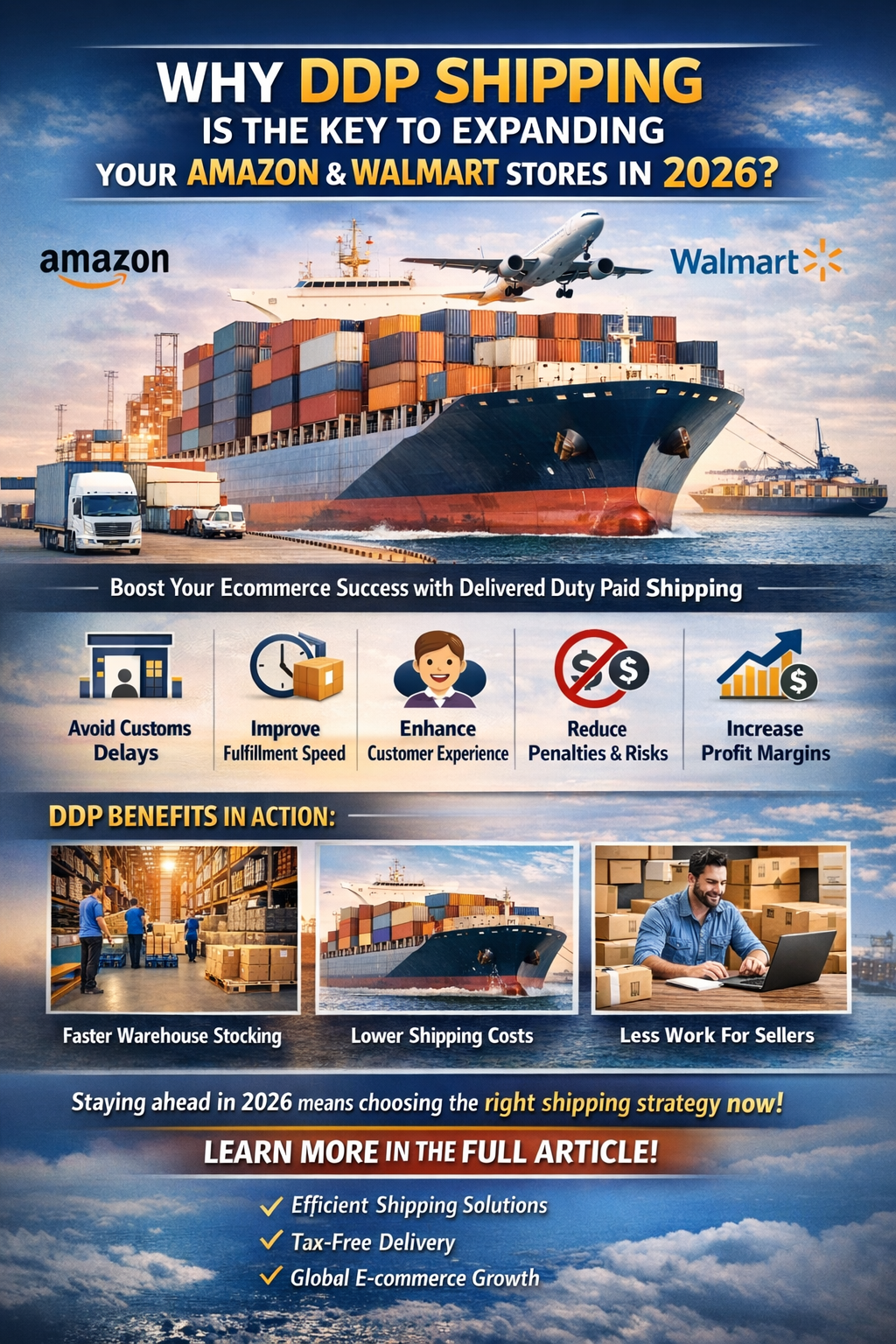 美国DDP双清到门物流服务｜高效清关｜适用于Amazon和Walmart卖家