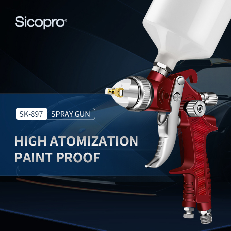Professional LVLP Gravity Spray Gun – Chrome Finish Paint Gun with Blue Precision Controls for Automotive & Woodworking