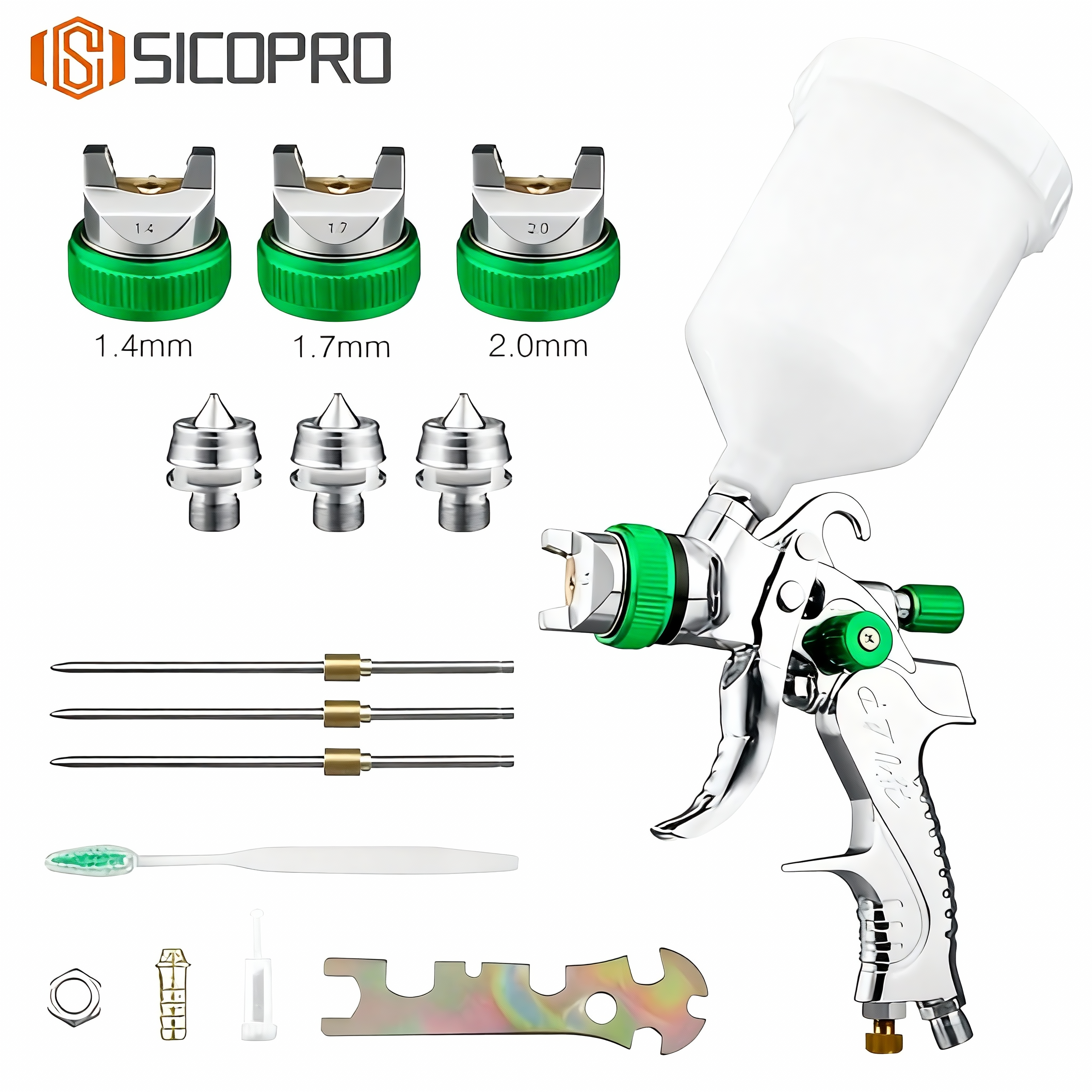Professional HVLP Spray Gun with 3 Nozzles & 2 Needles – SICOPRO