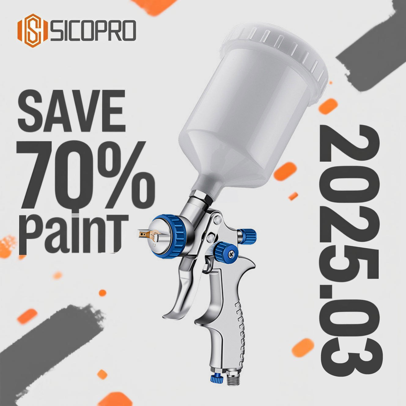 SICOPRO 2010 LVLP Gravity Feed Automotive Refinish Spray Gun Professional Paint Sprayer
