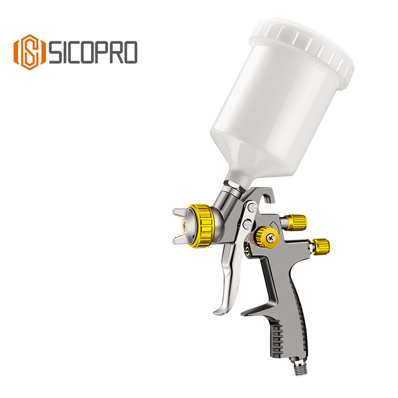 Professional Gravity‑Feed Spray Gun Model 2010B – Gold Accent Finish Sprayer for Automotive & Industrial Use