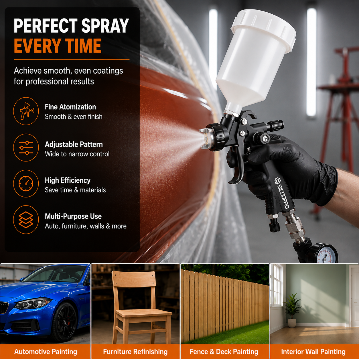SICOPRO HVLP Spray Gun – Perfect Finish Atomization System