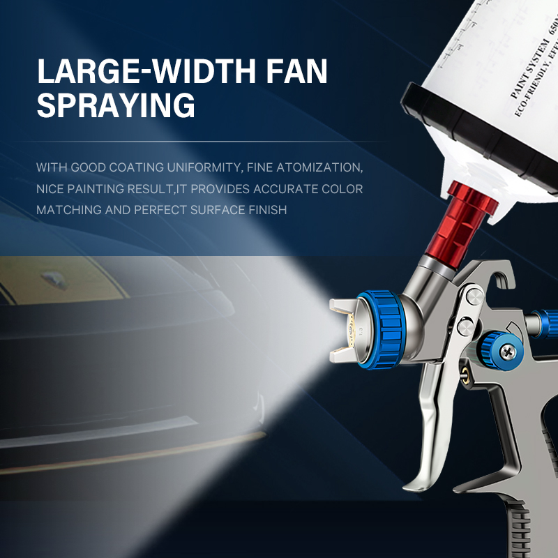 LVLP Gravity Spray Gun with 650ml PPS Cup System – Eco-Friendly Paint Sprayer with Precision Blue Controls for Automotive & Industrial Use
