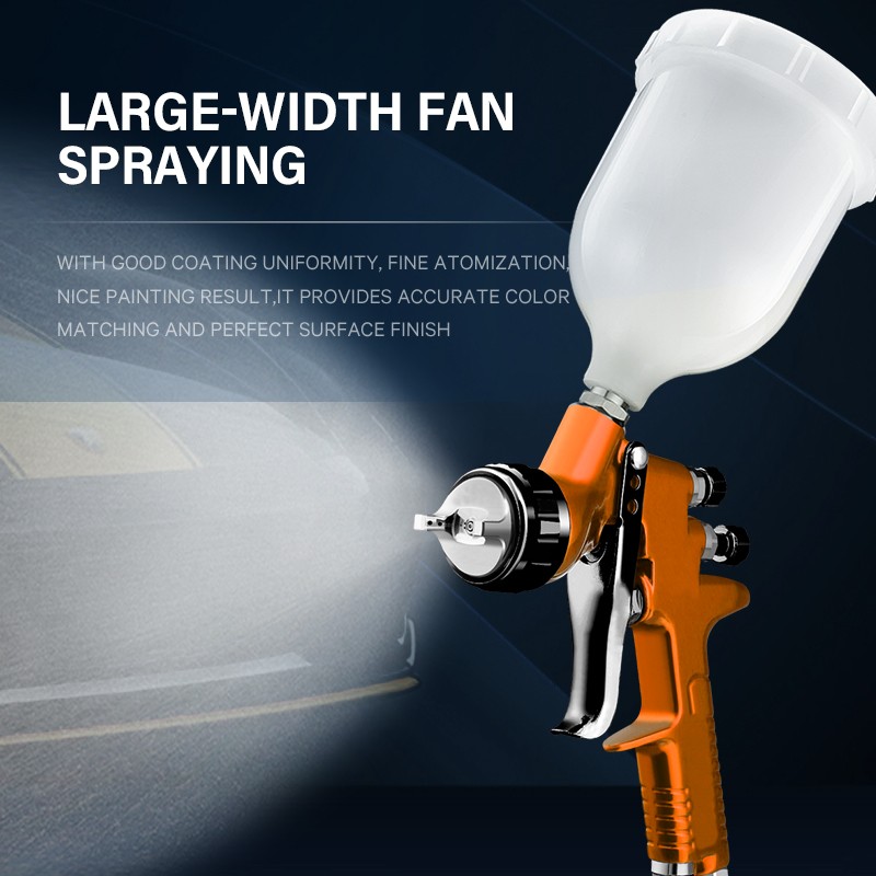 SICOPRO TE LVLP Spray Gun – Orange Gravity Feed Paint Gun with Cup for Automotive, Wood, and Industrial Use